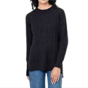 BLEU GRAY Navy Blue Cable Knit Crewneck Sweater, Size XL